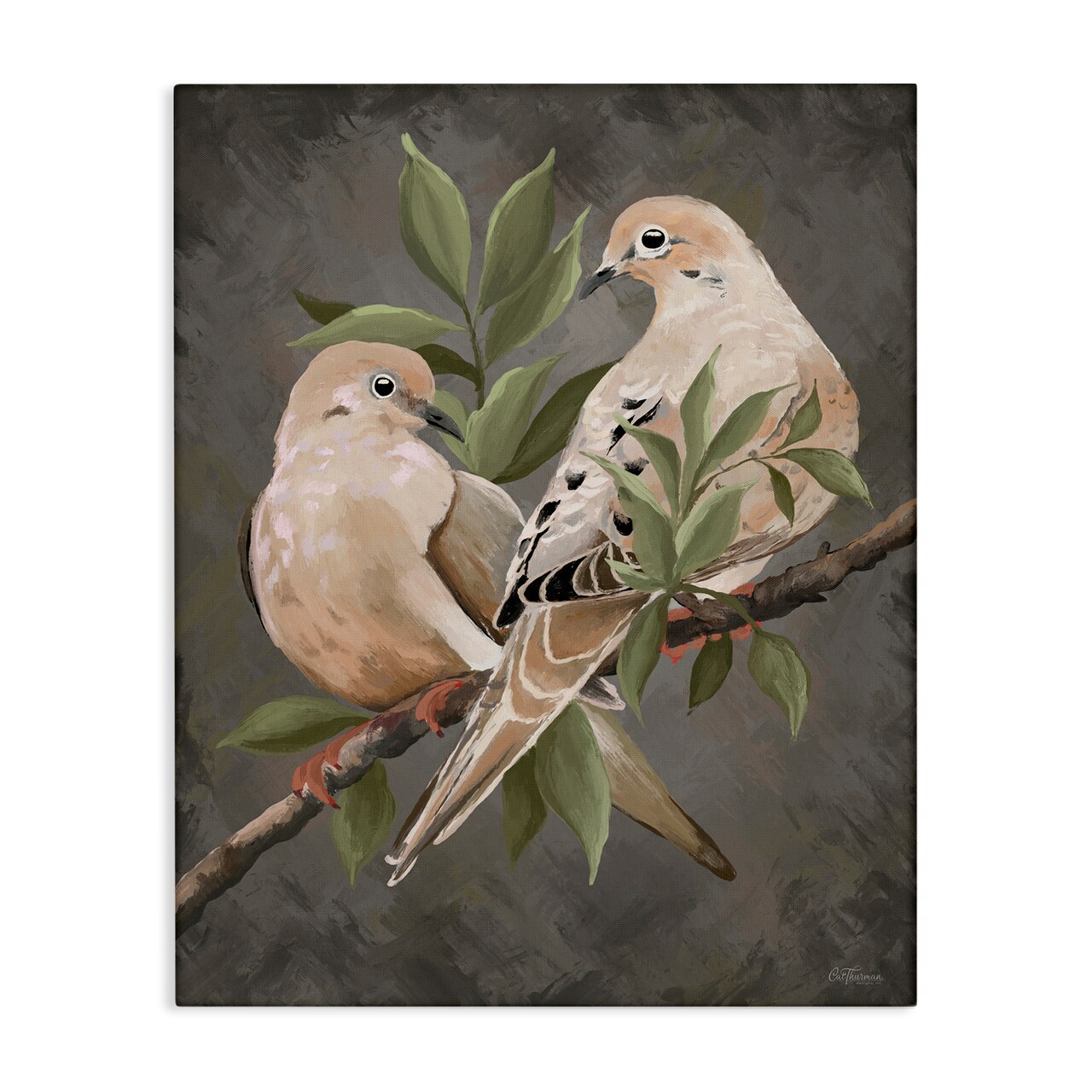 Stupell Industries Bird Pair on Grey Canvas Wall Art Design by Cat Thurman Designs